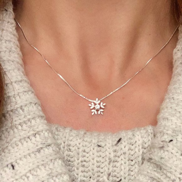 Snowflake Necklace | Snowflake Earrings | Christmas Jewelry Set - Picture 1 of 9